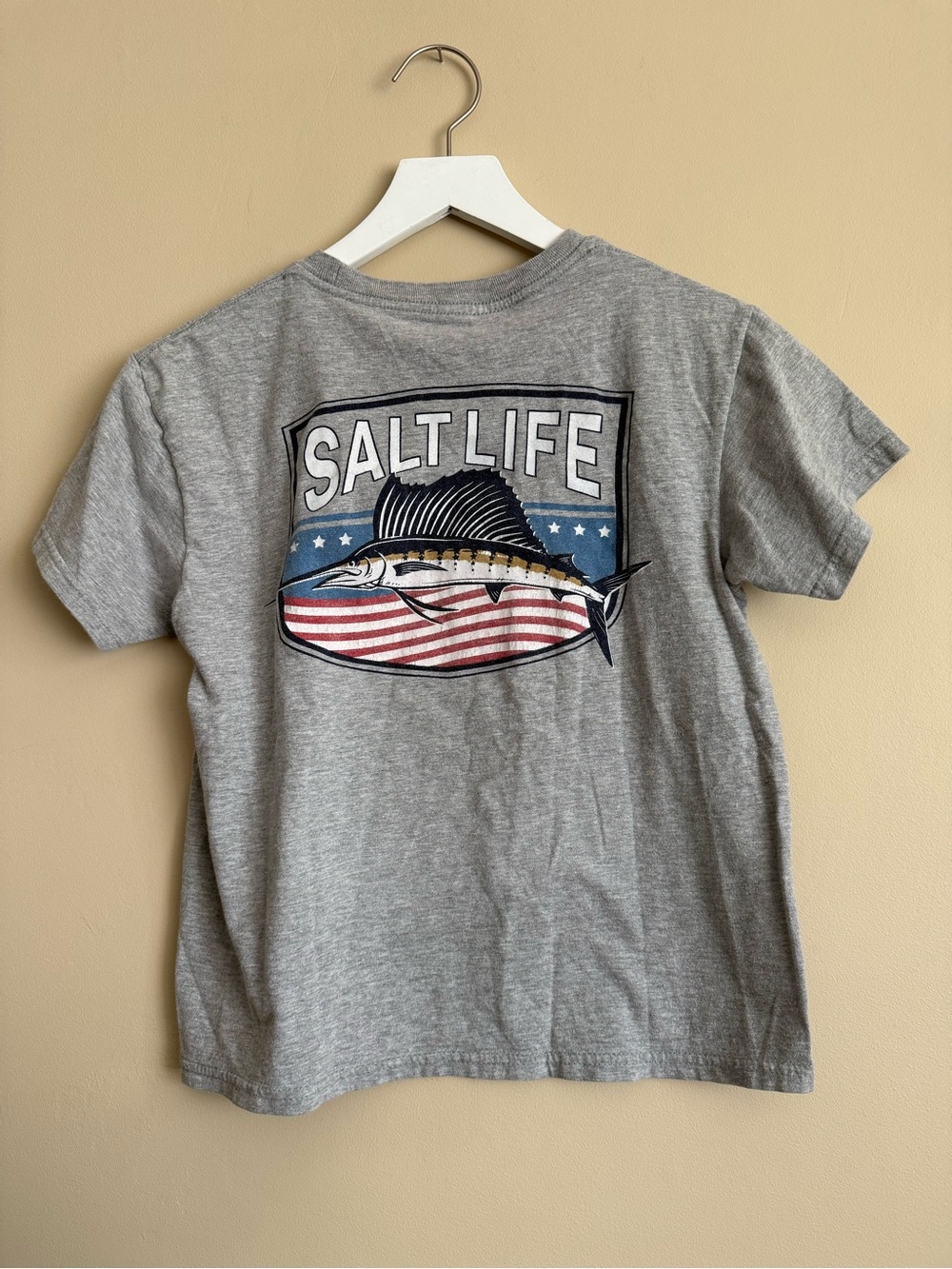 Salt Life Kids' Gray Graphic Tee - American Marlin Youth Medium